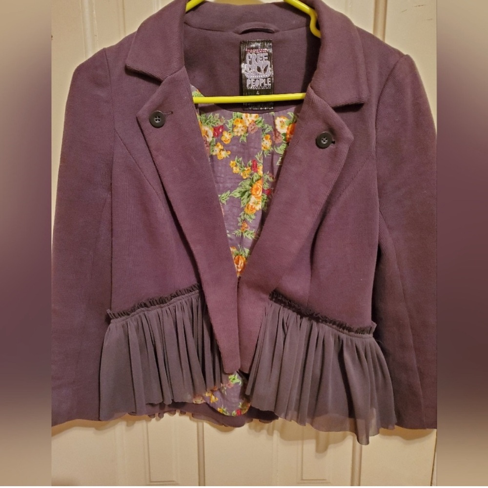 Free People Cropped Ruffled Jacket 4